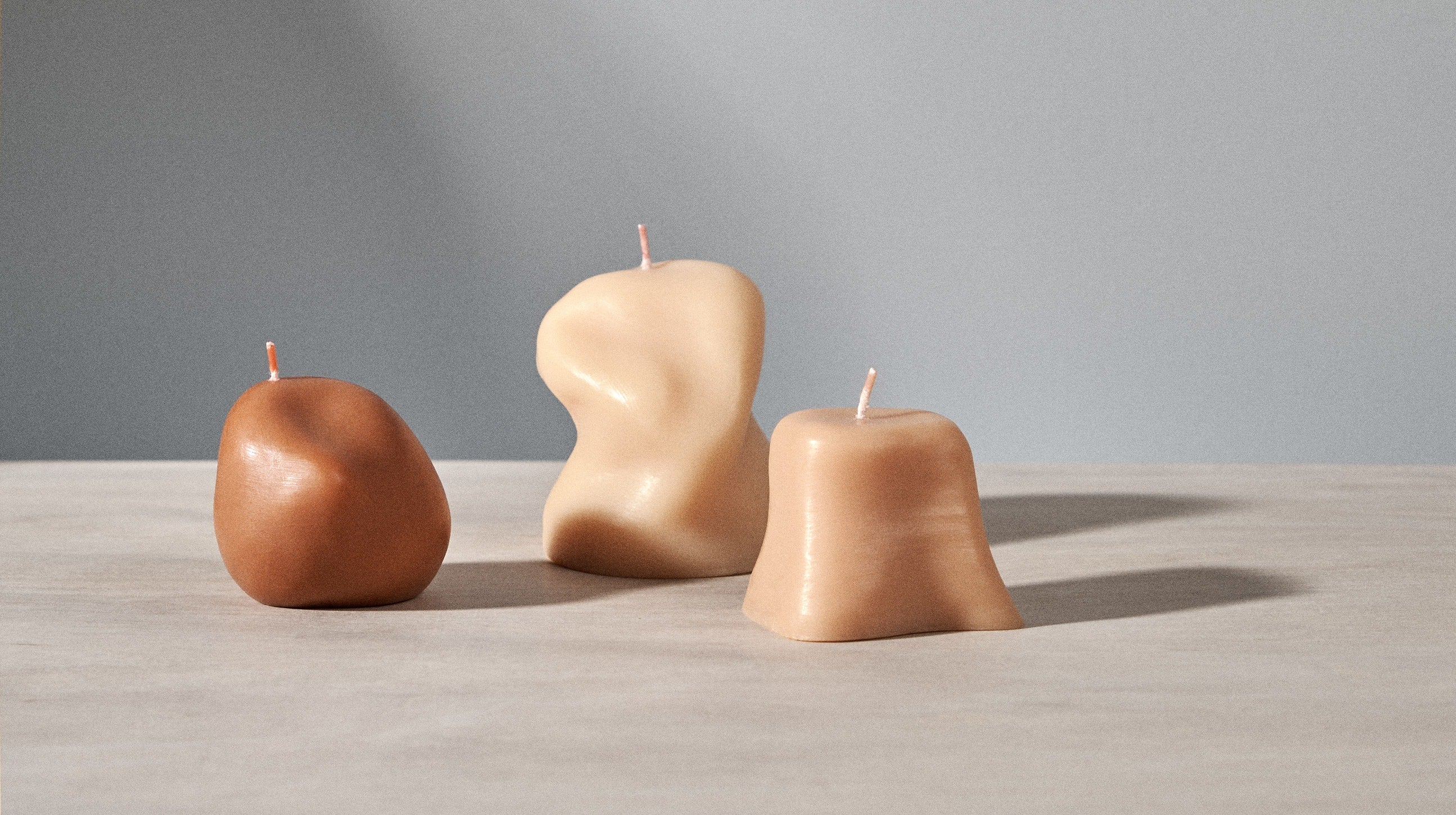 Sculptural candles on a table