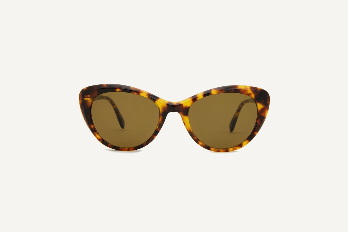 A pair of Montpellier Sunglasses – Yellow Havana by Dick Moby on a white background.