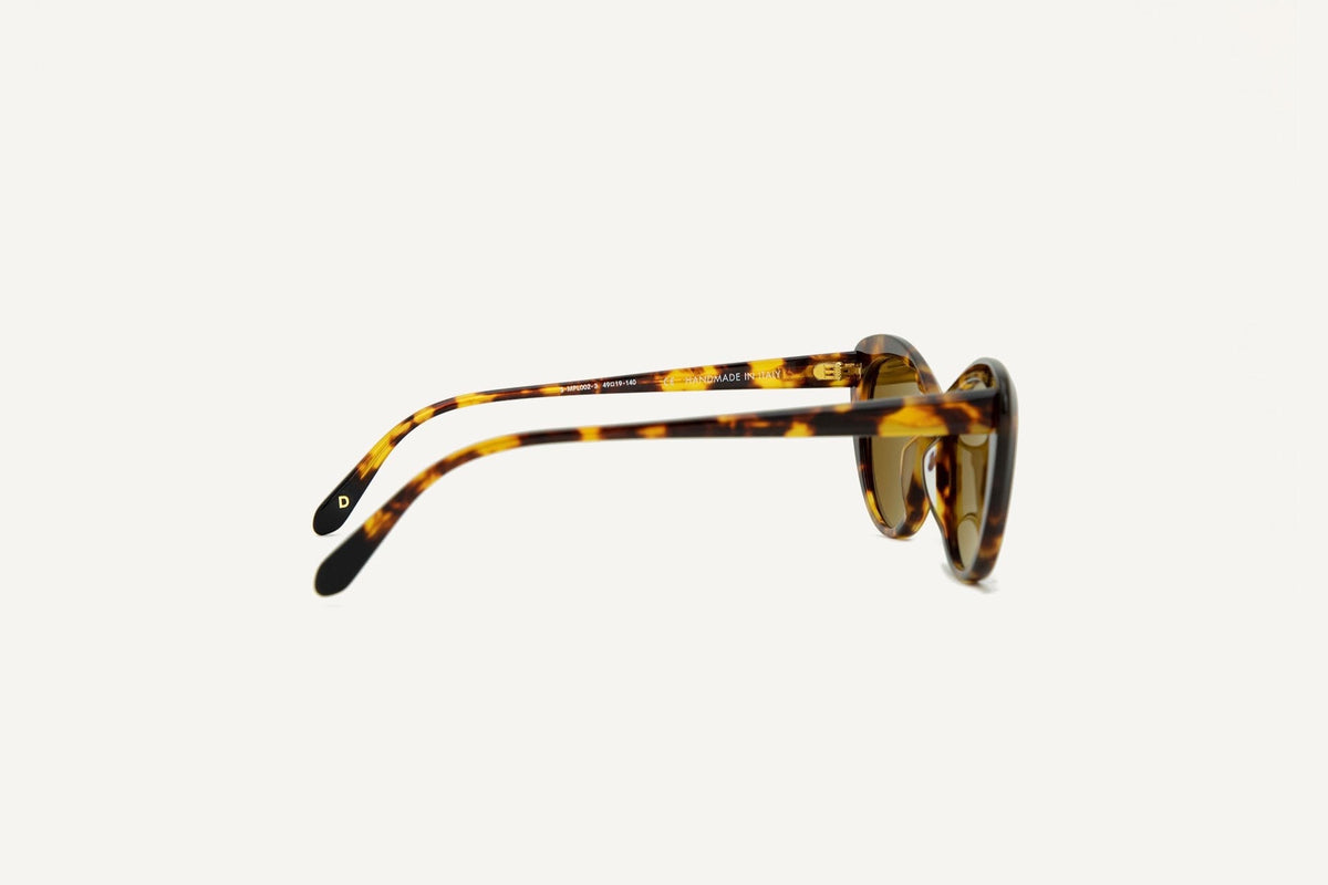 A pair of Montpellier Sunglasses – Yellow Havana by Dick Moby sunglasses on a white background.