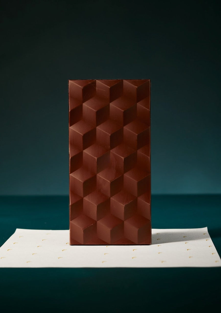 A Foundry Chocolate bar sitting on top of a piece of paper.