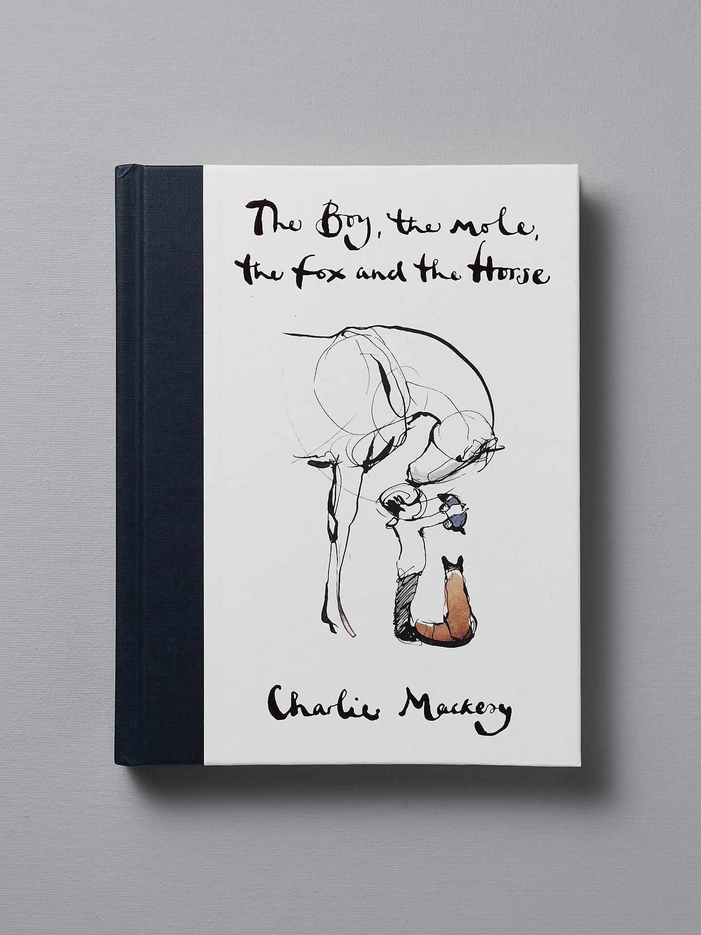A "The Boy, the Mole, the Fox and the Horse" by Charlie Mackesy with a picture of a horse and a dog.