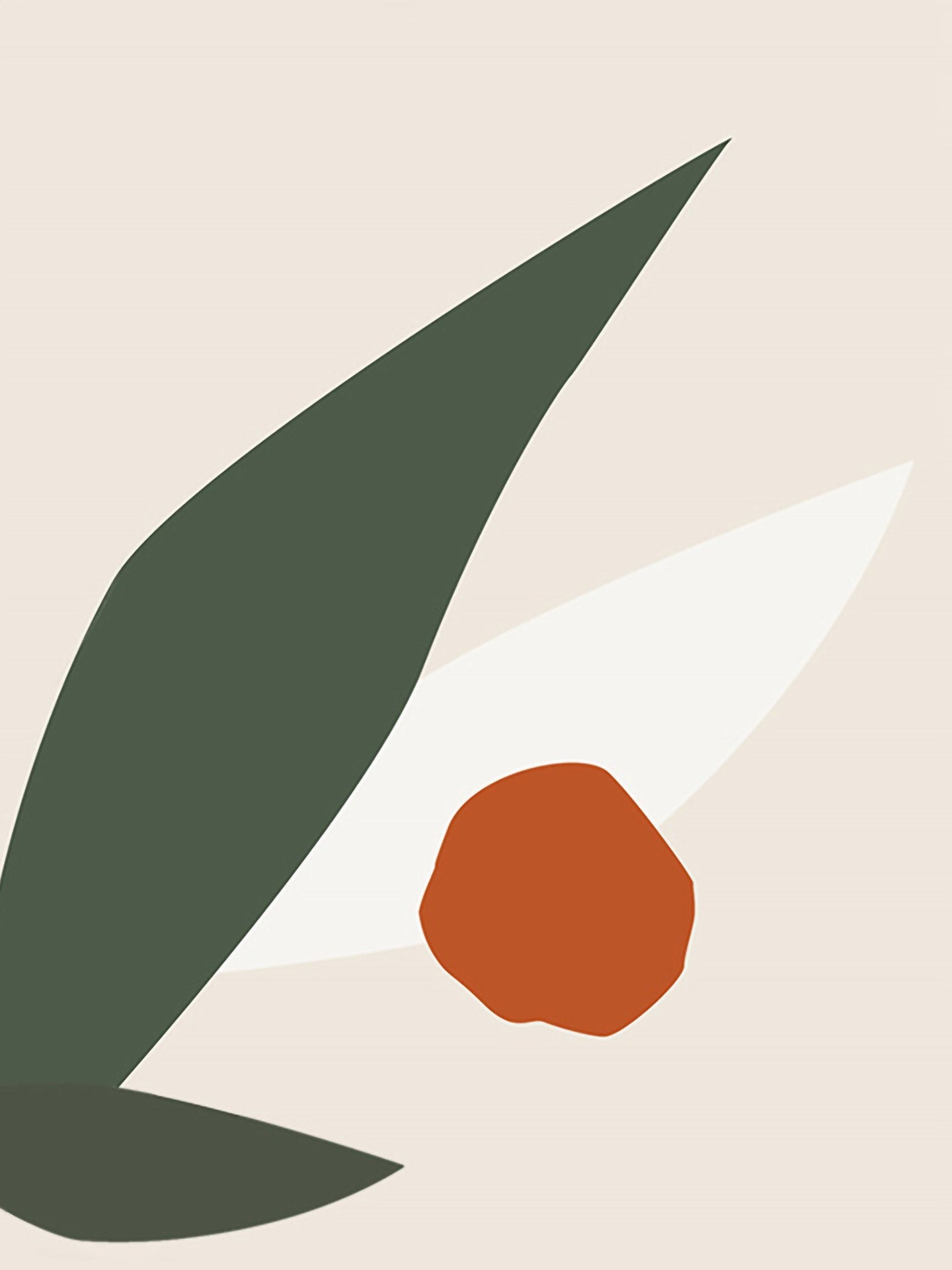 An illustration of a leaf with an orange ball.