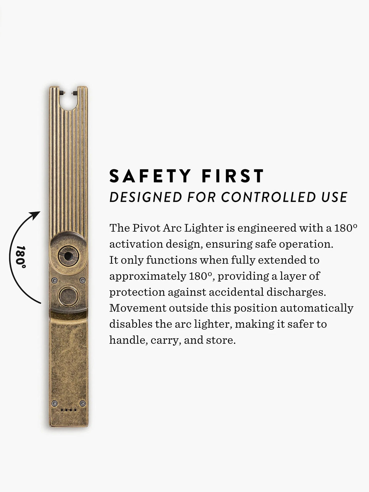 Pivot Arc Lighter with safety features on a white background