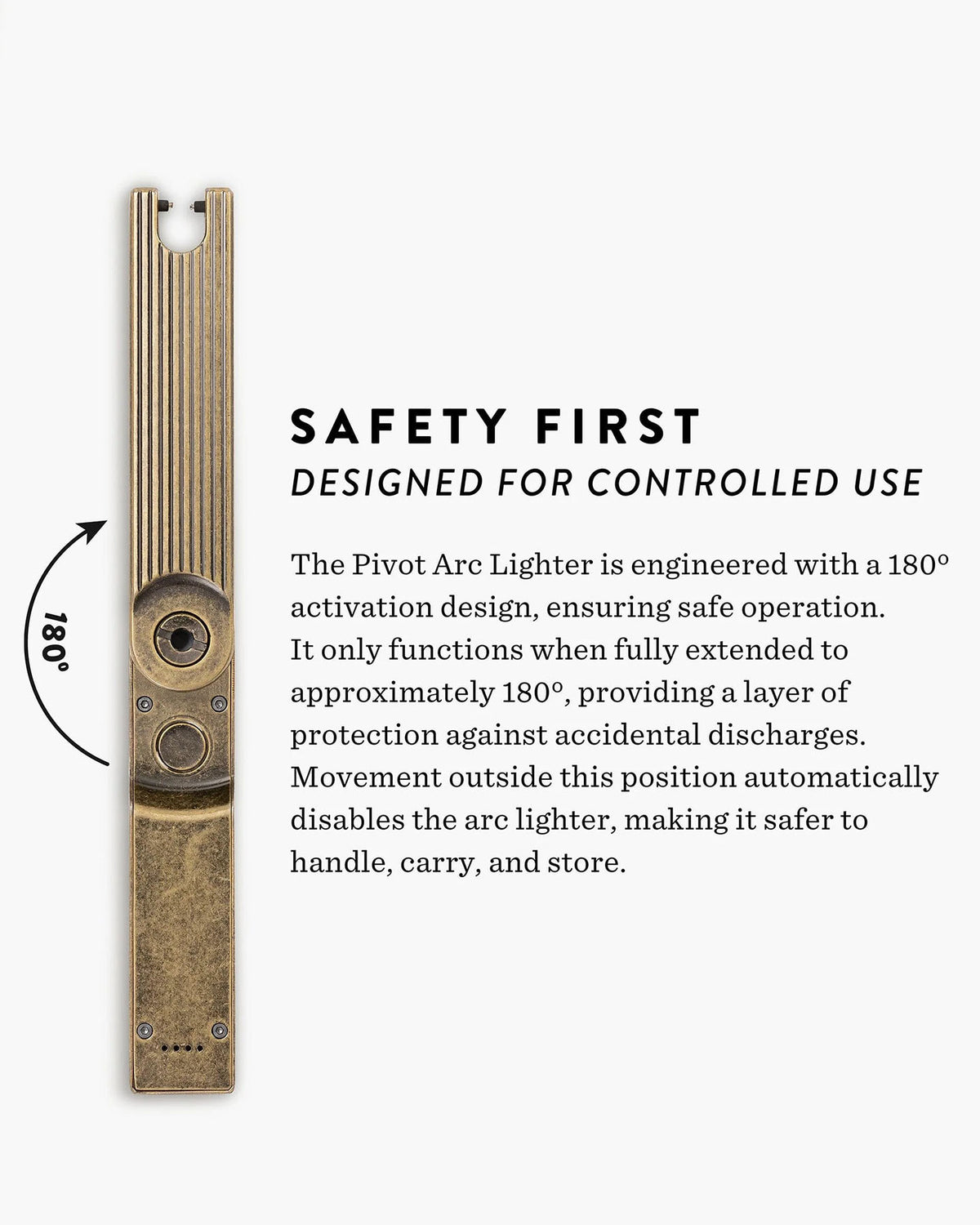 Pivot Arc Lighter with safety features on a white background