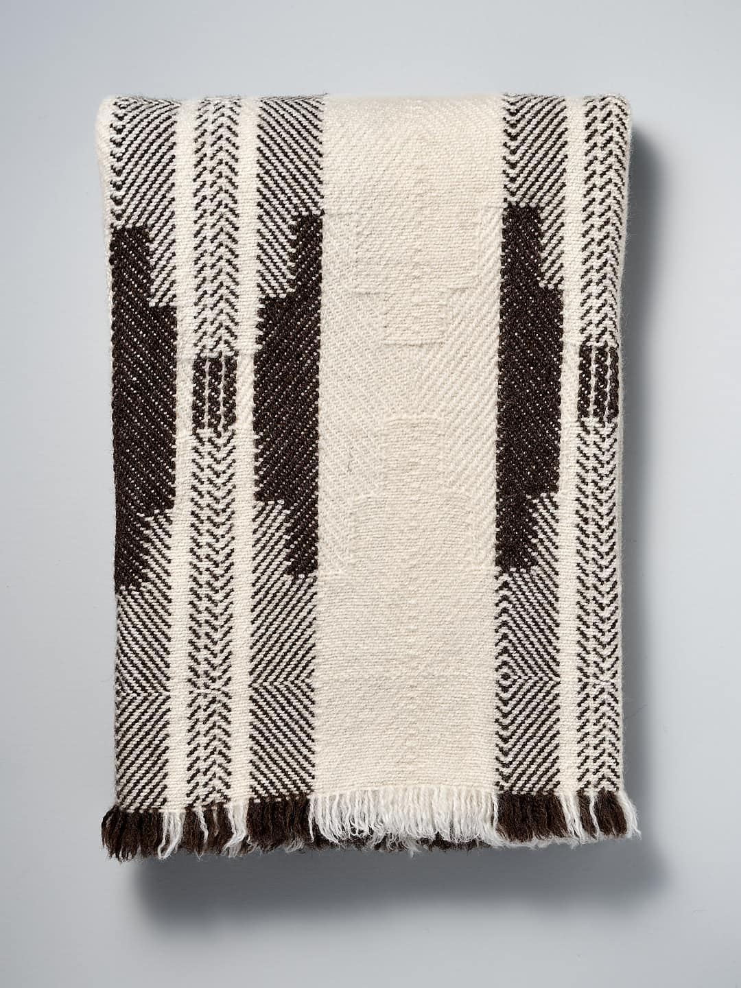 A Rodopska Takan Bulgarian Wool Blanket on a white background.