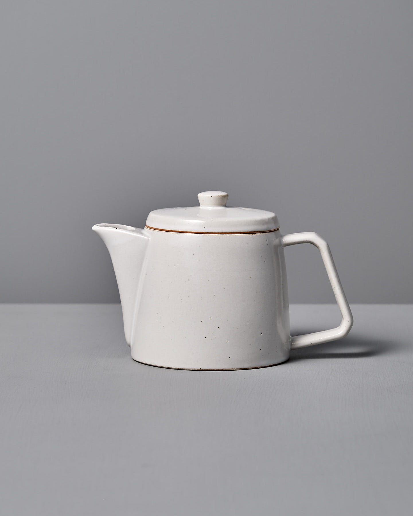 The CHIPS Inc. Mino-yaki Teapot (2 Cup) in white gracefully sits beside a metal infuser on a gray surface, ideal for savoring loose leaf tea.