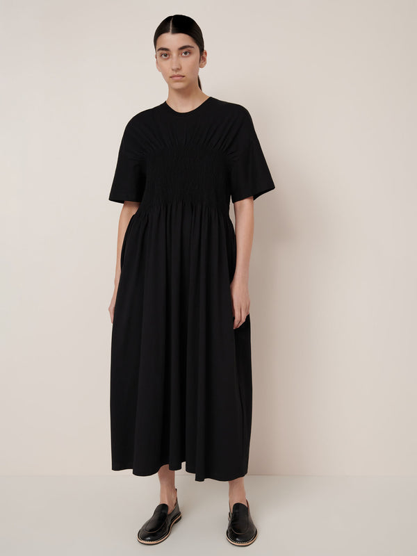 gathered-dress-black