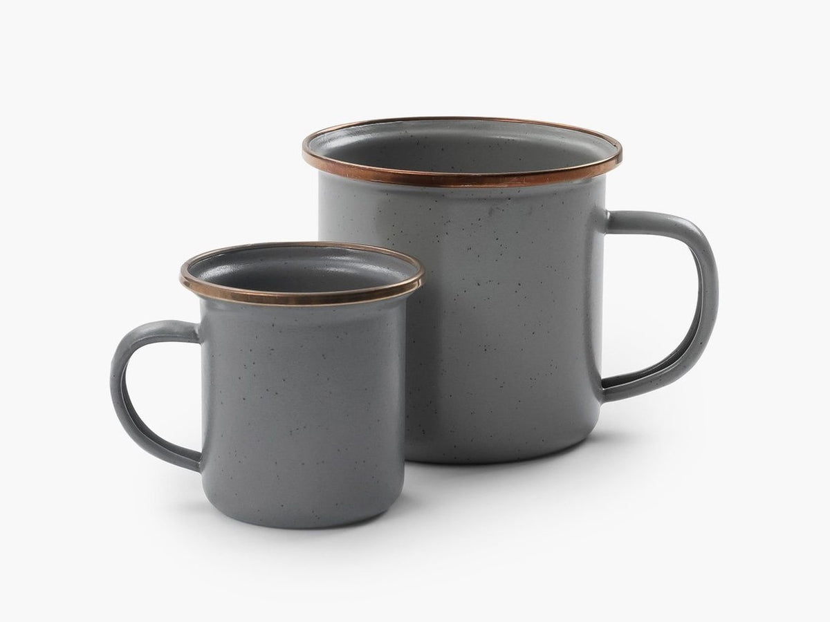 Two Barebones Enamel Mug – Slate Grey (Set of 2) on a white background.