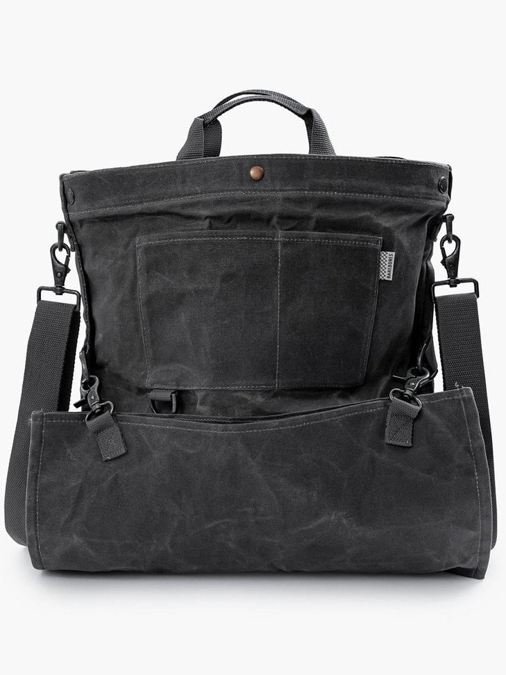 A Gathering Bag – Grey laptop bag by Barebones on a white background.
