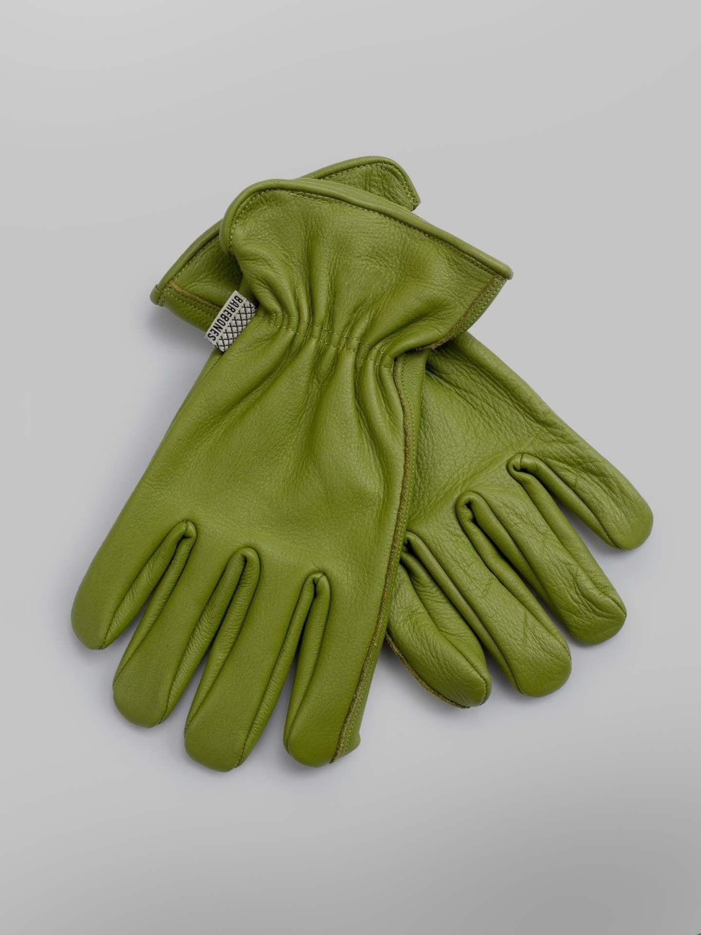 A pair of Barebones Classic Work Gloves – Olive on a white background.