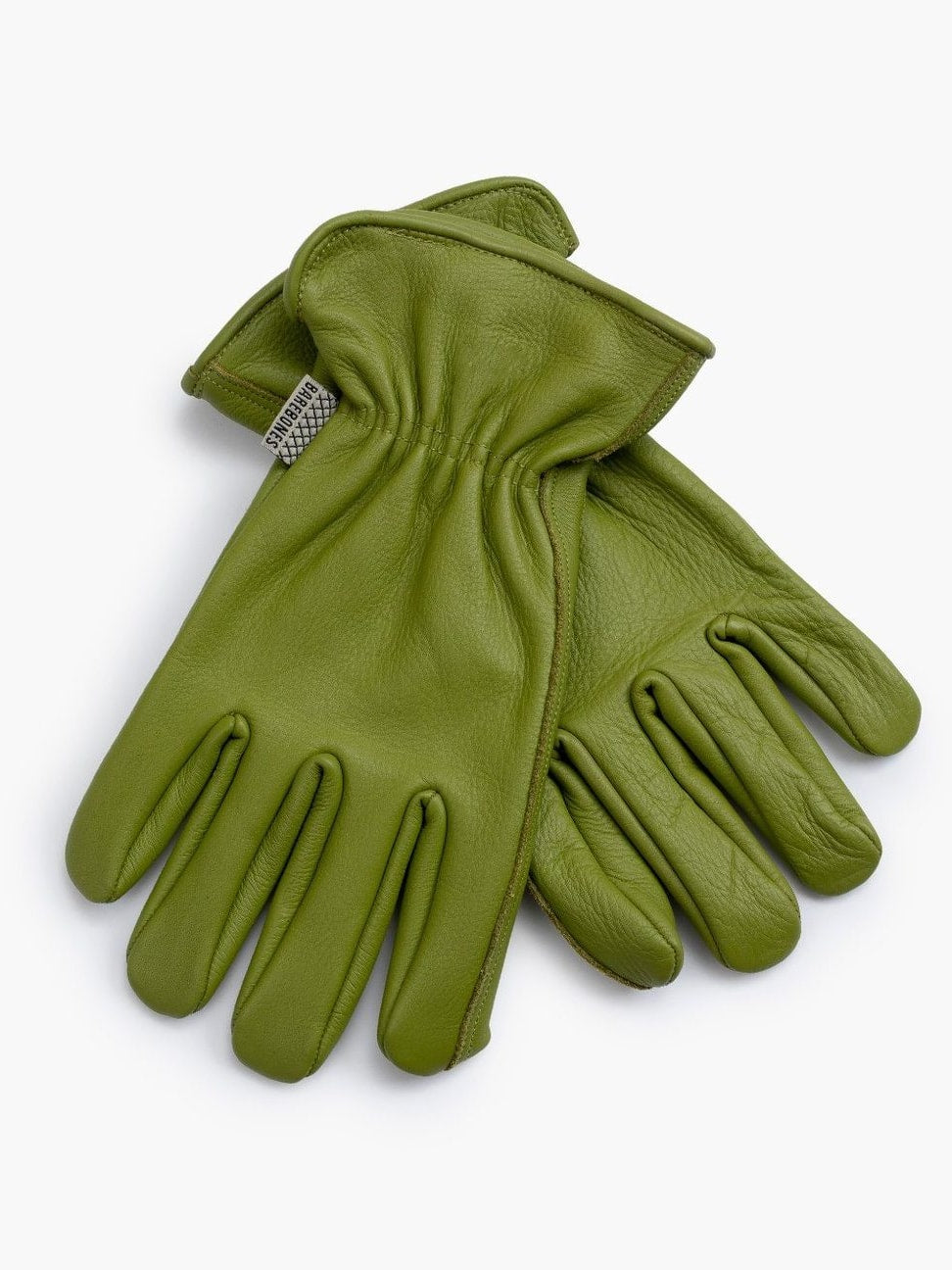 A pair of Barebones Classic Work Gloves – Olive on a white background.