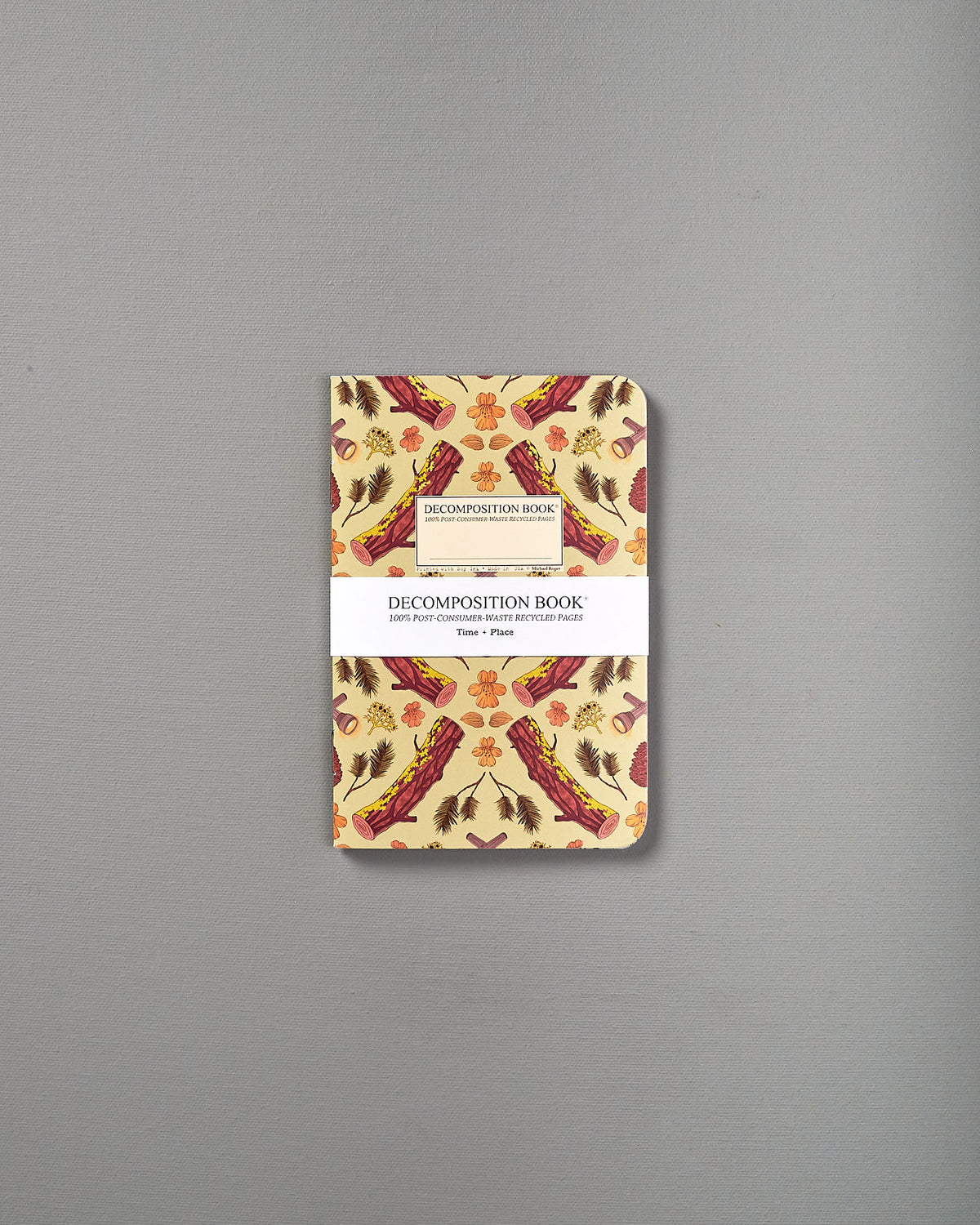 A Decomposition Recycled Notebook Set - Pocket Sized/Ruled (Ponderosa & Mendocino) with an image of a pizza on it.