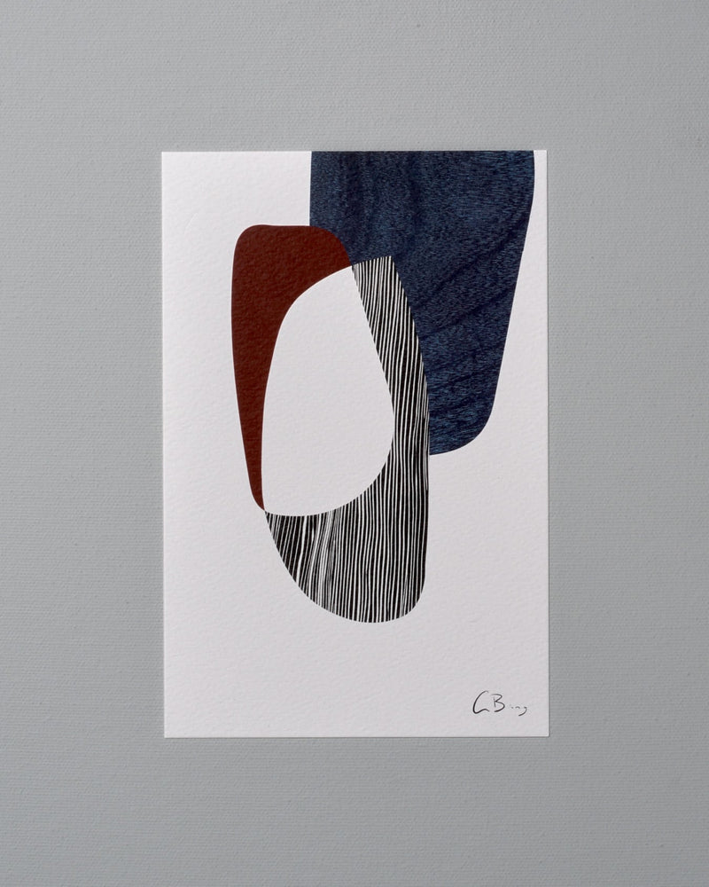 A Postcard Print - Rna with a blue, red, and brown design designed by Gidon Bing.