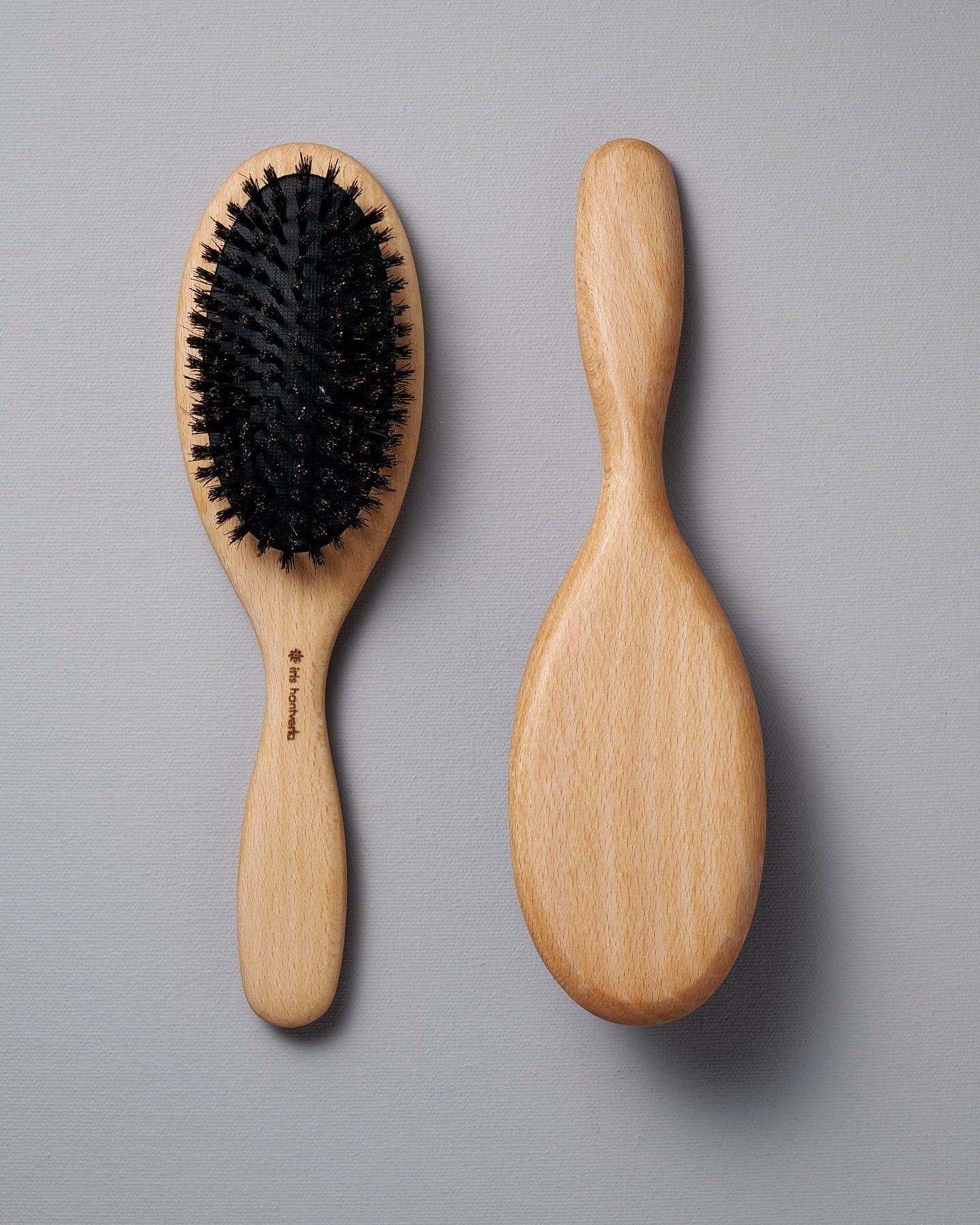 An Oval Hair Brush – Beechwood & Boar Bristles by Iris Hantverk.