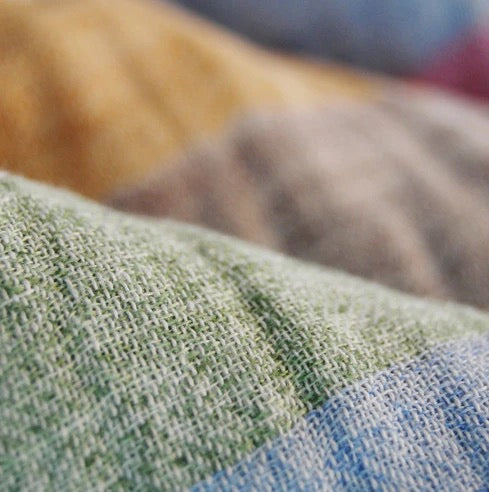 A close up of a pair of Kontex Linen Tea Towel – Yellow or Navy.