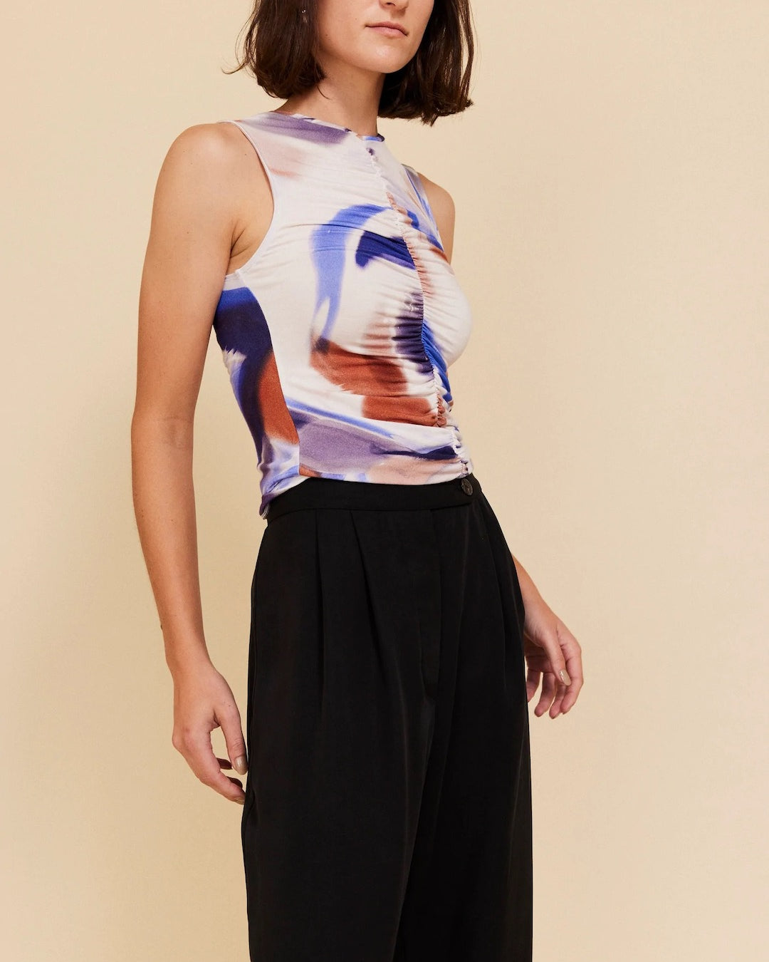 A woman wearing the OVNA OVICH Me Time Trouser - Onyx.
