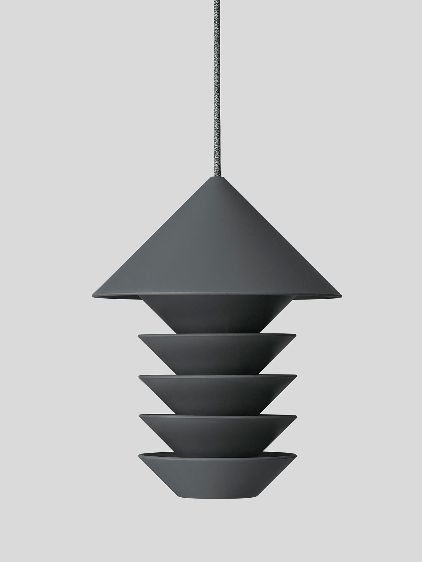 A Bird Silo – Slate pendant light hanging from a grey background, by Pidät.
