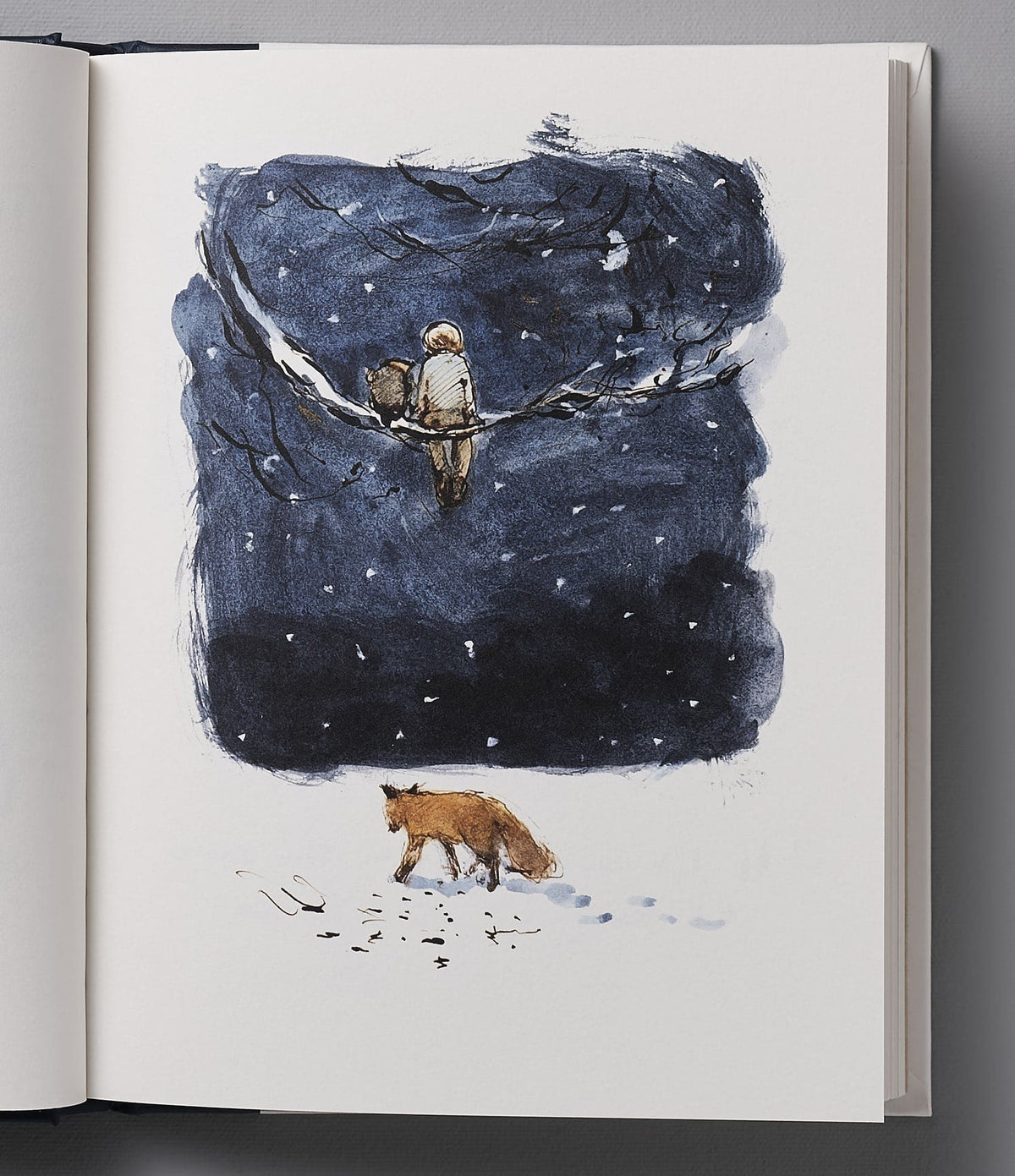 An open book with an illustration of &quot;The Boy, the Mole, the Fox and the Horse&quot; by Charlie Mackesy.