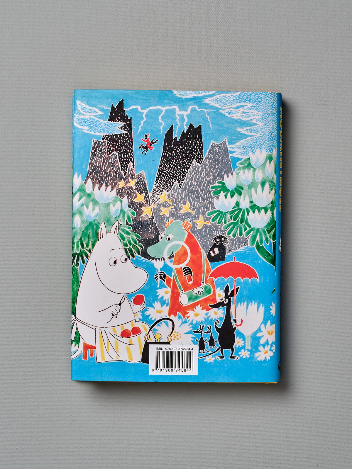A children&#39;s book with a picture of Finn Family Moomintroll by Tove Jansson.