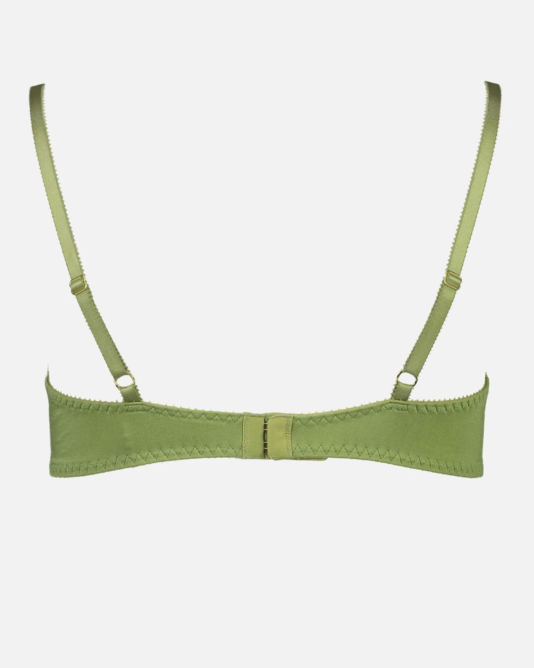 A green Angela Bra – Olive bikini top with straps by Videris.