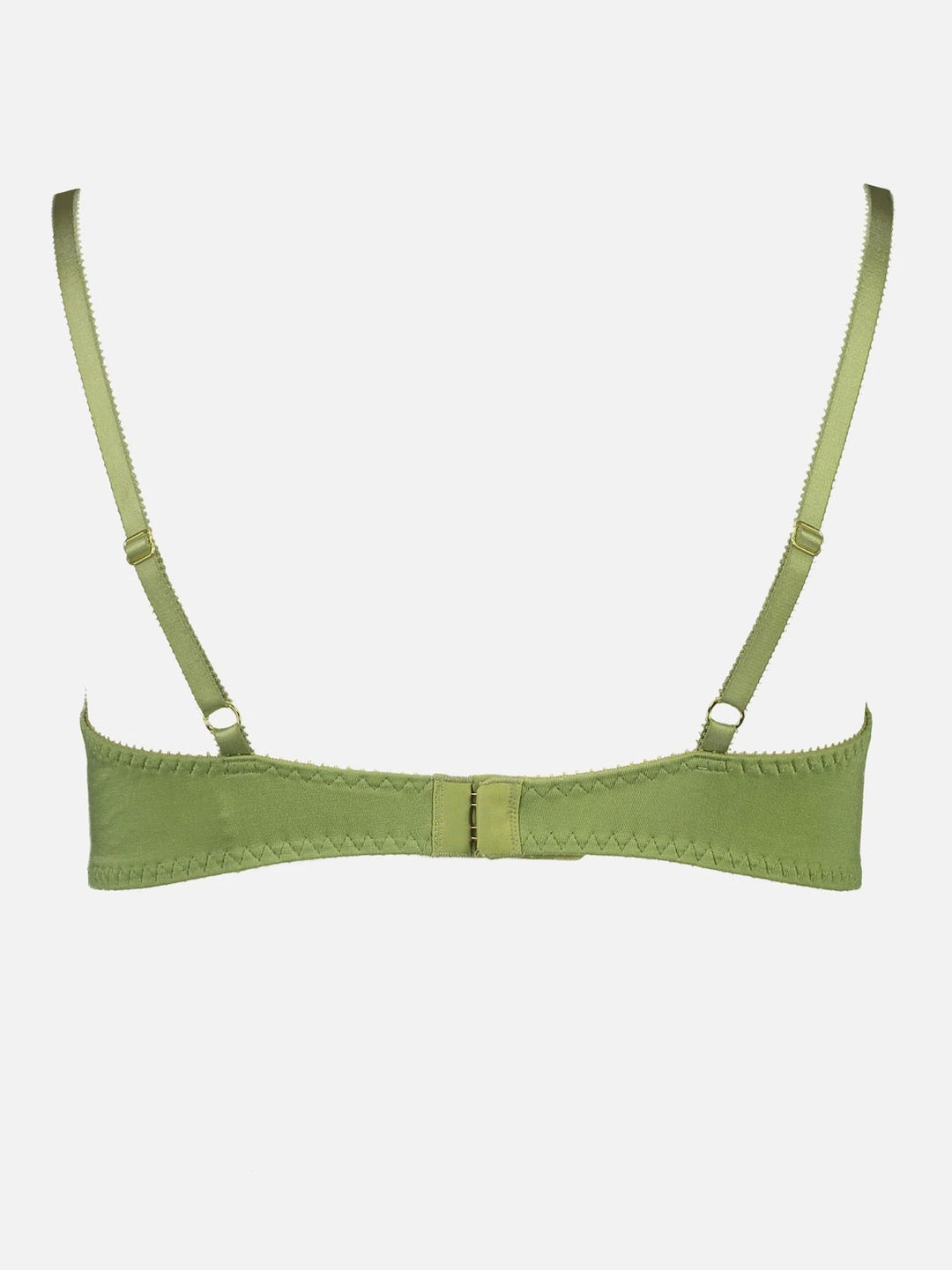 A green Angela Bra – Olive bikini top with straps by Videris.