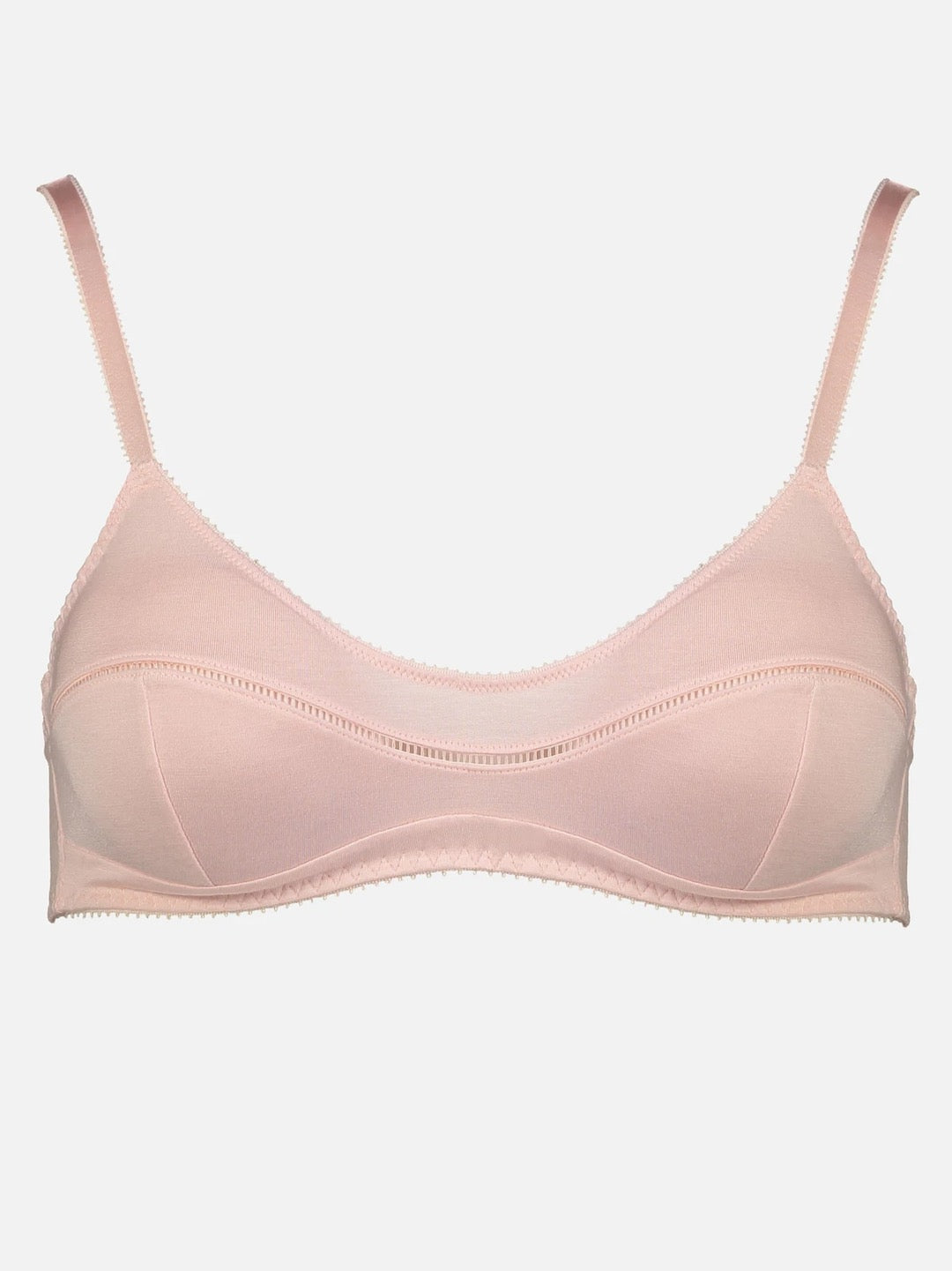 A Maggie Bra – Rosy bralette in pink with a criss-cross strap by Videris.