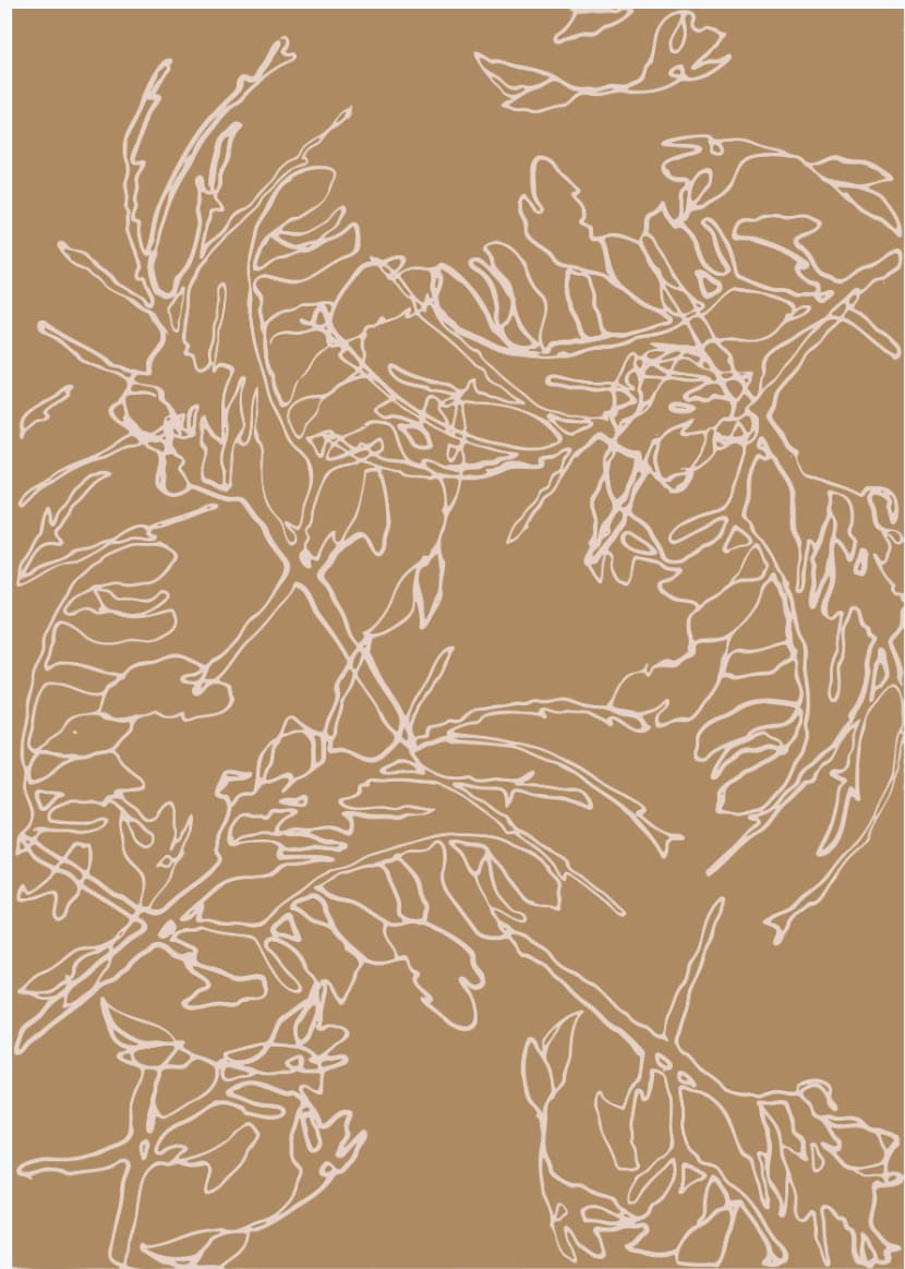 A drawing of a Greeting Cards – Floral Outline by Walker &amp; Bing on a beige background.