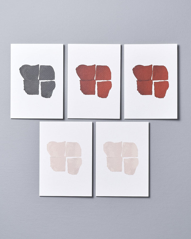 A set of four Greeting Cards – Heart Block by Walker & Bing on a grey background.