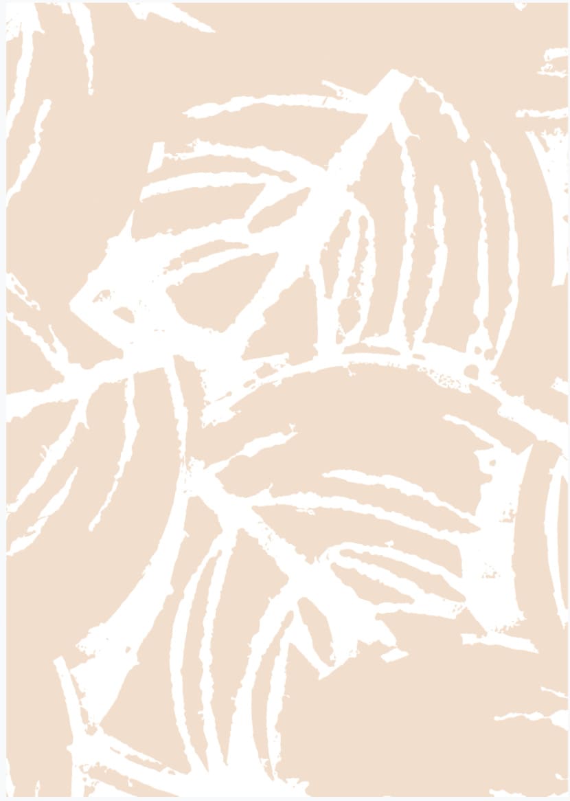 A beige and white Greeting Cards – Leaf Stencil wallpaper with leaves on it from Walker &amp; Bing.