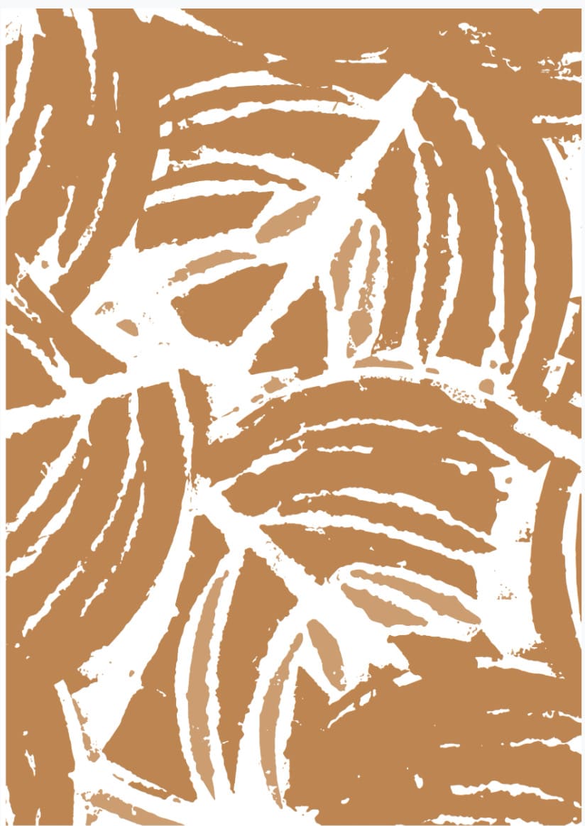 An image of a brown and white Walker &amp; Bing Greeting Card – Leaf Stencil pattern.