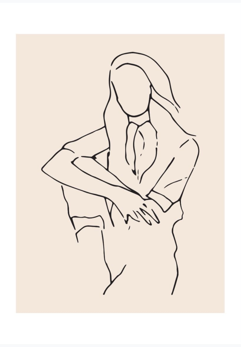 A line drawing of a woman with her arms crossed by Walker &amp; Bing Greeting Cards - Line Drawing.