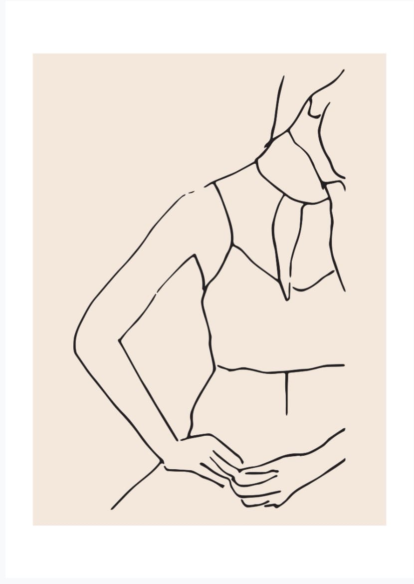 A Walker &amp; Bing line drawing of a woman with her hands on her hips.