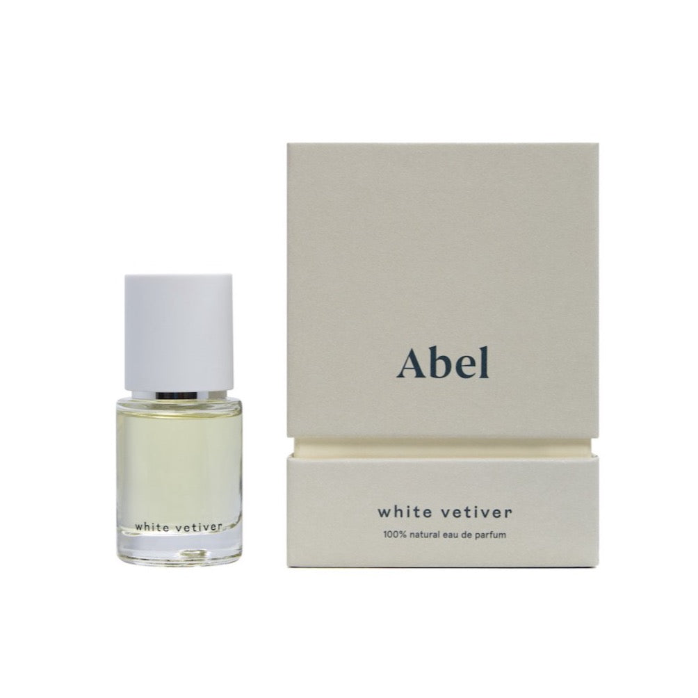 Bottle of Abel&#39;s White Vetiver perfume with its packaging.