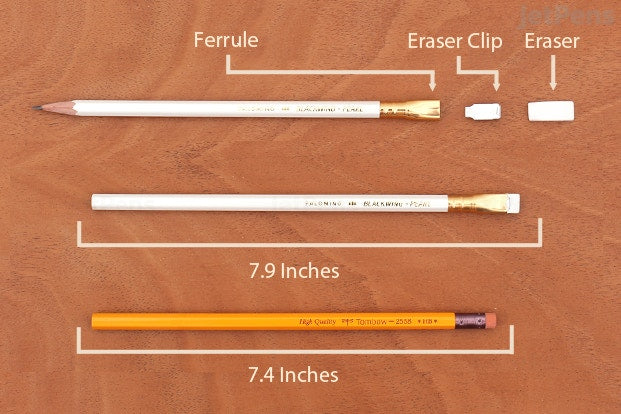 A set of Blackwing Natural Pencils by Palomino Blackwing, with different sizes and measurements.