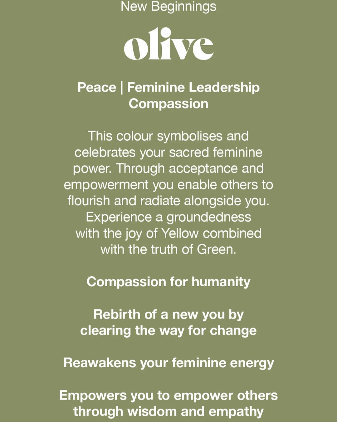 Peace feminine leadership compassion becomes the Angela Bra - Olive by Videris.