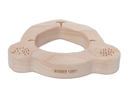 A Koala Bear Teether from Wooden Story with the words &#39;worst spot&#39; on it.